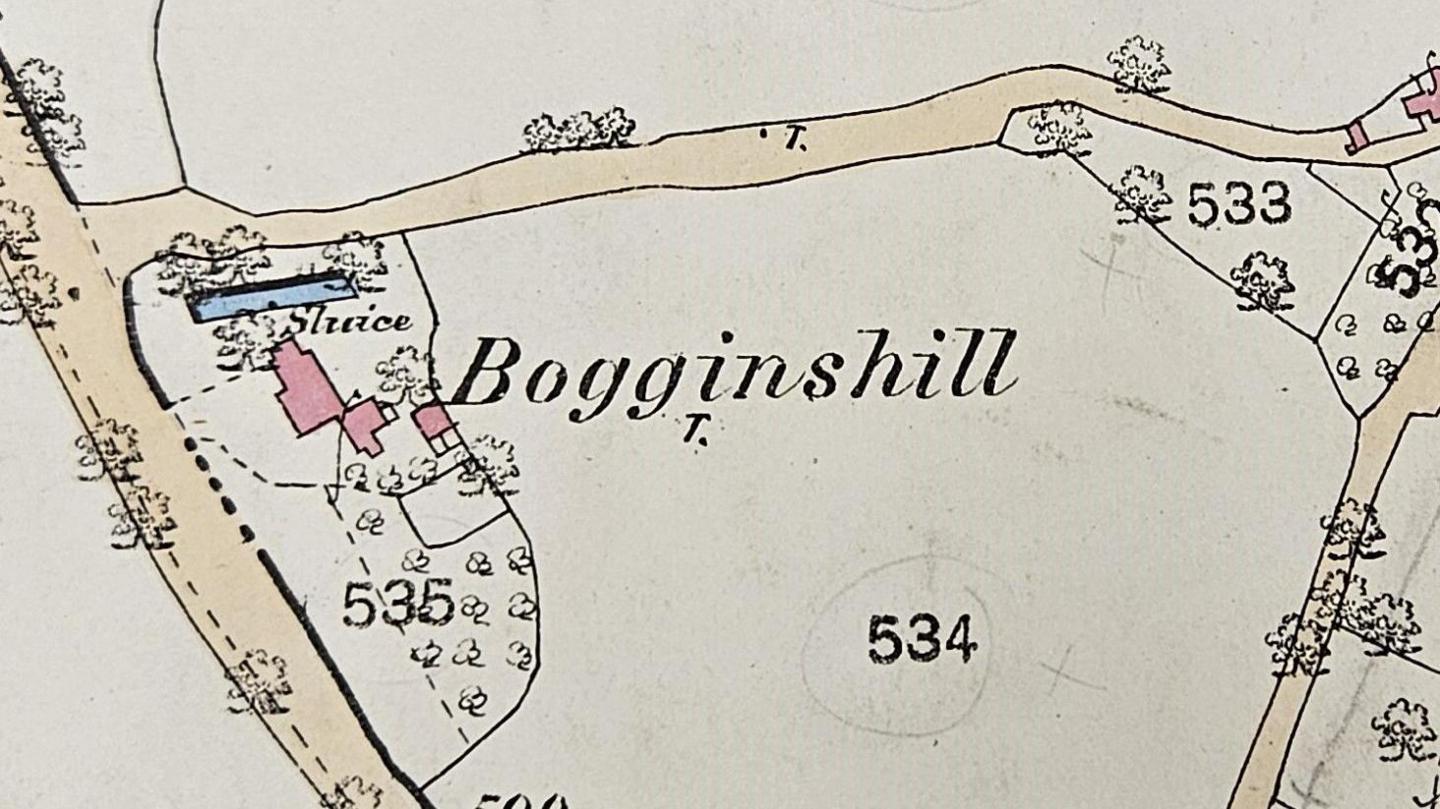An excerpt from an old Ordnance Survey map showing the area of Bogginshill in Cheshire.