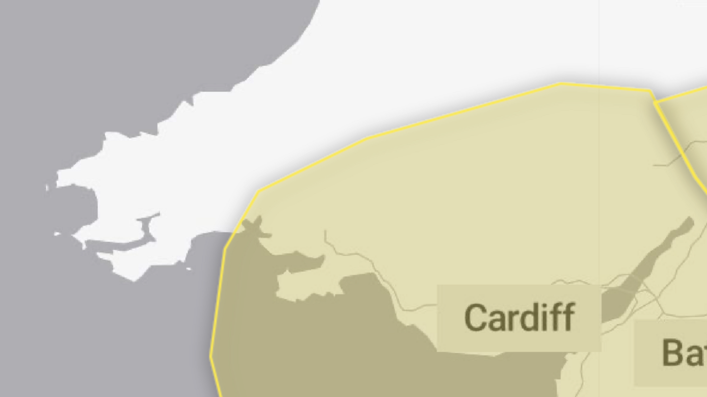 Map y rhybudd tywydd