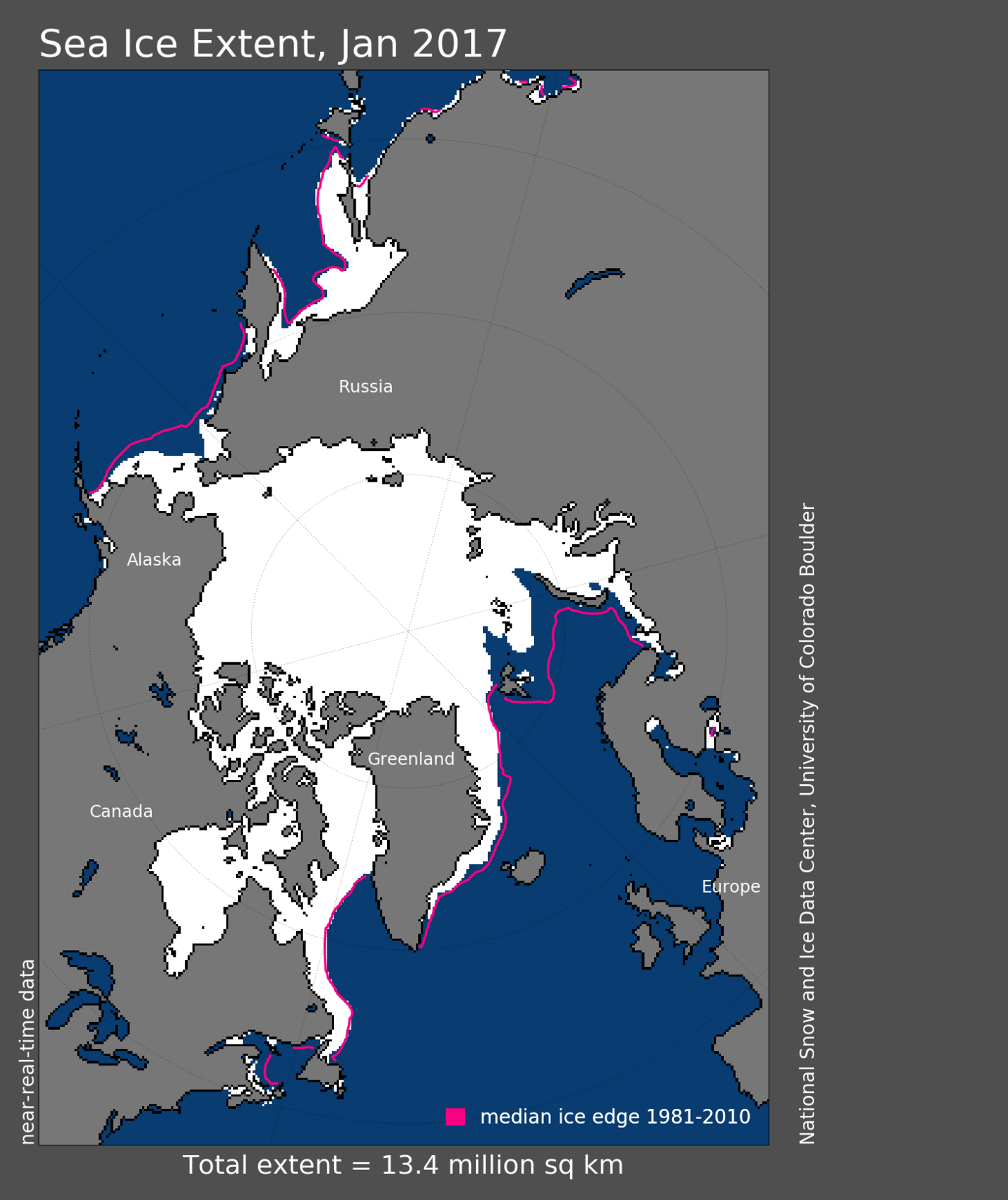 Satellite picture showing sea ice in January 2017