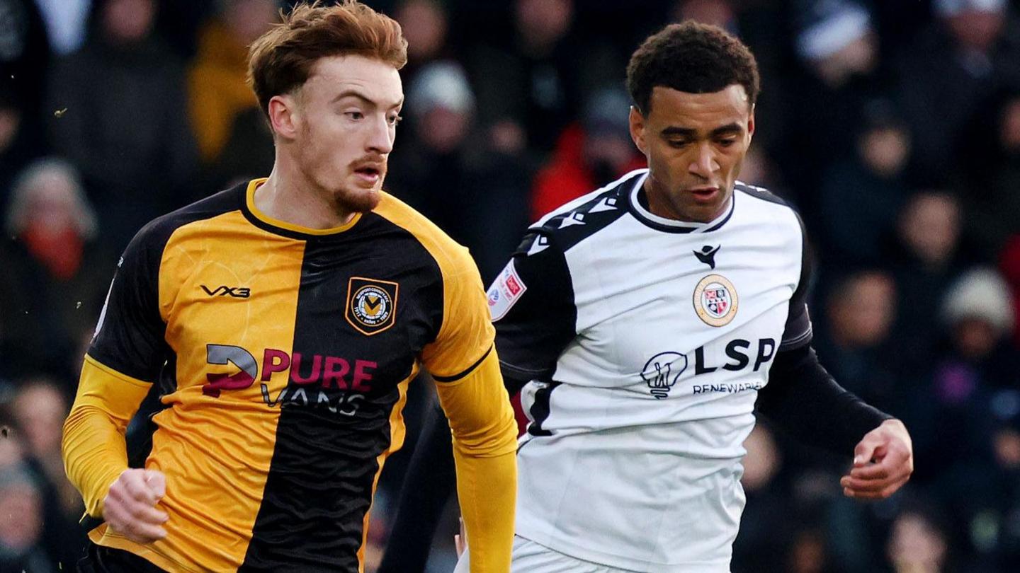 Michael Spellman attacks for Newport County