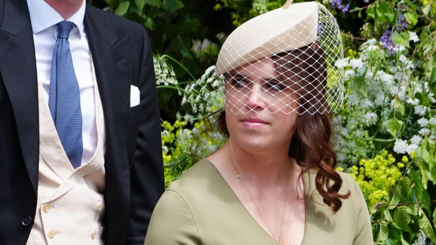 Princess Eugenie leaves Chester Cathedral after the wedding of Olivia Henson and Hugh Grosvenor, the Duke of Westminster