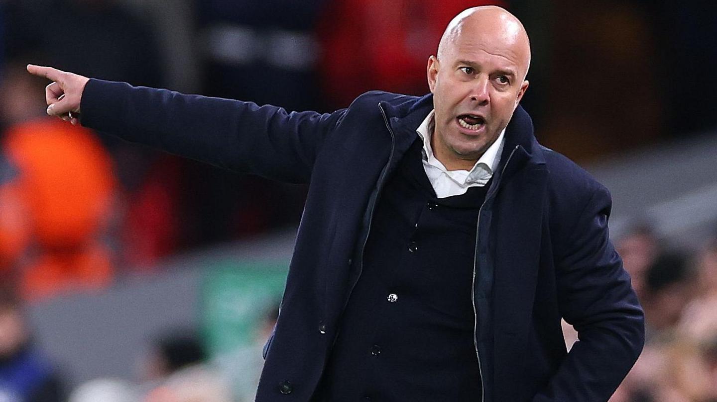 Arne Slot, manager of Liverpool, during Champions League game against PSV Eindhoven