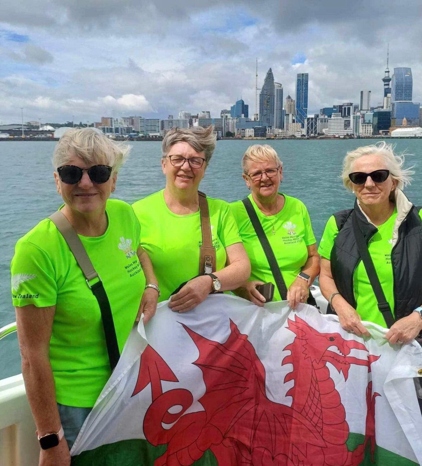 Jean Satterley (far left) with her sister Jan Cornell (far right) and two fellow players Judith Williams and Janet Millar (centre). 