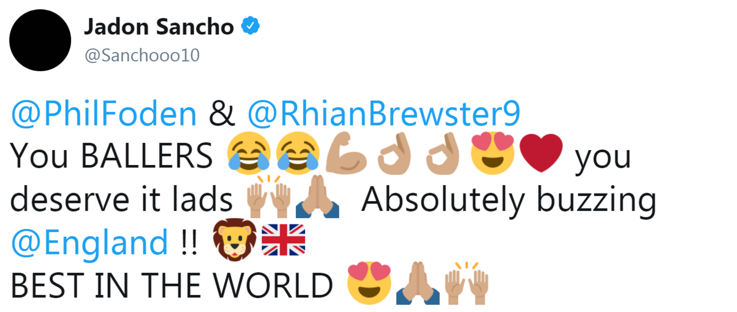 Jadon Sancho's Twitter