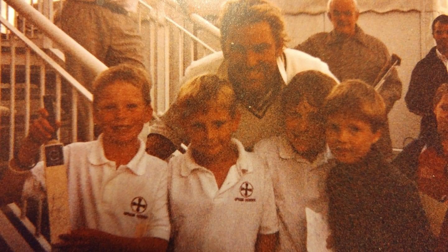 Robbie James (left) and friends with Shane Warne