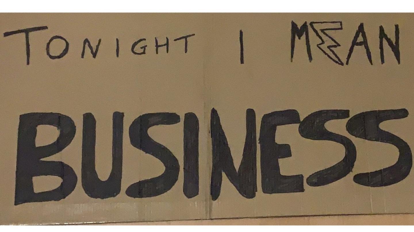 Kyle's sign on Tuesday night