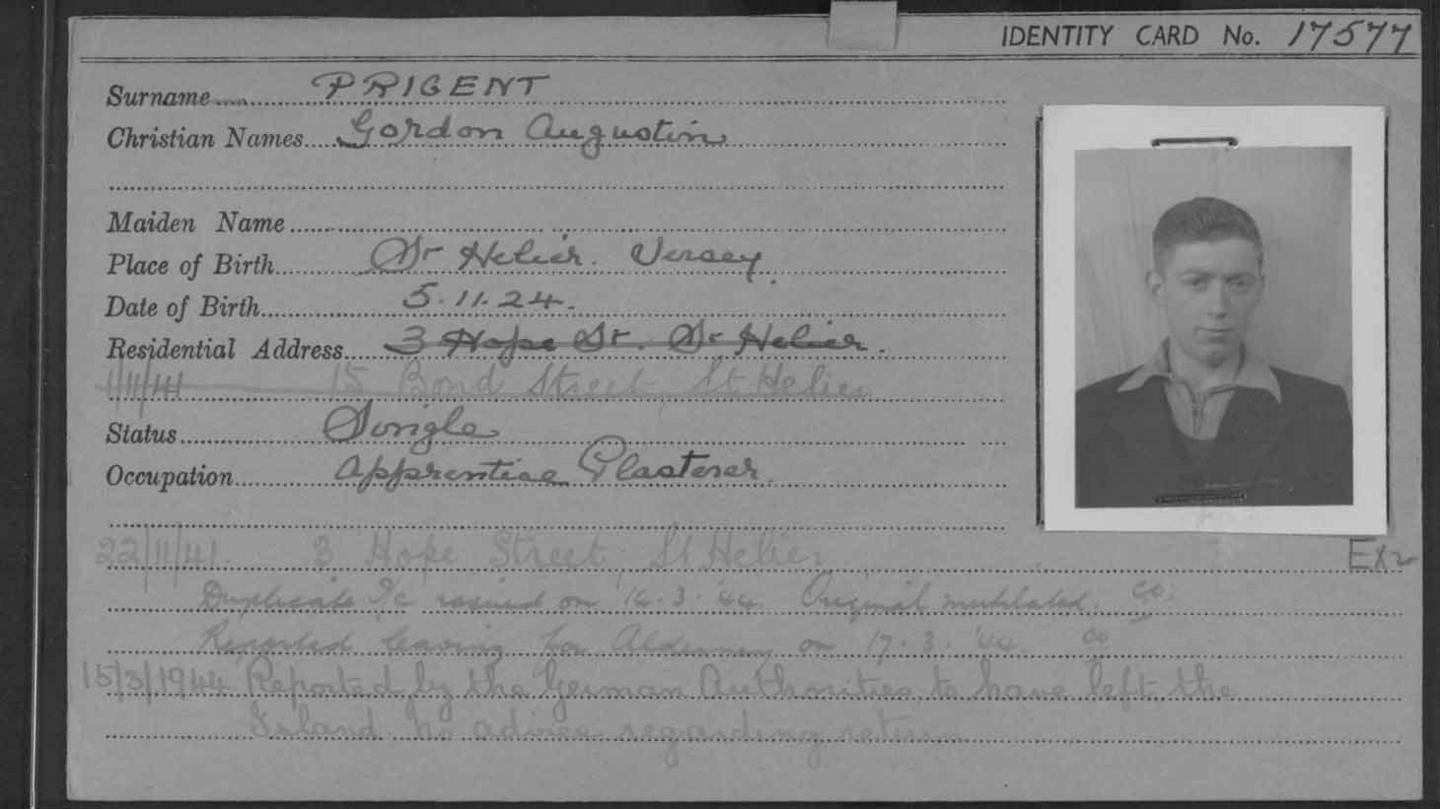 Gordon Prigent identity card