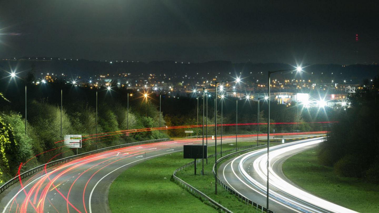 St Helens Linkway at night