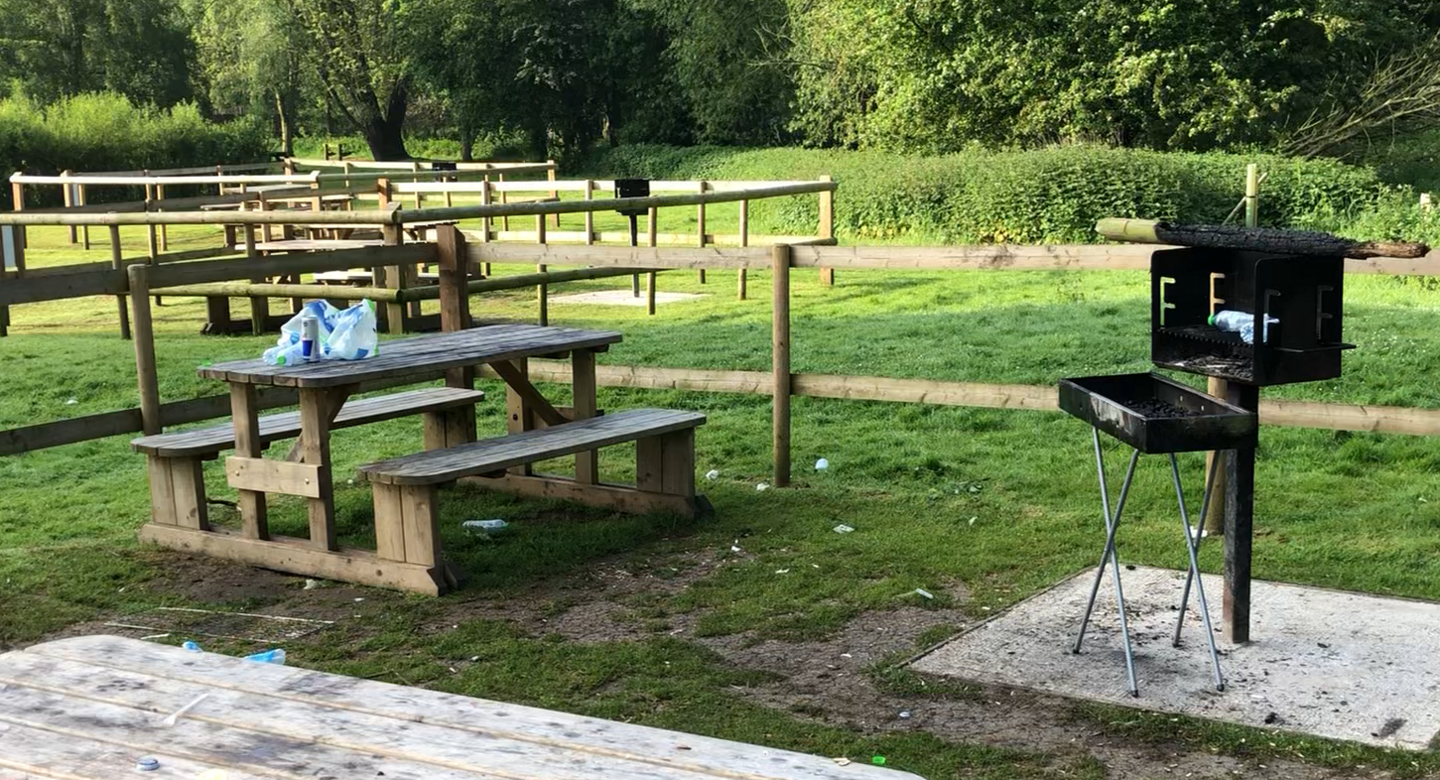 The barbecue area at Needham Lakes