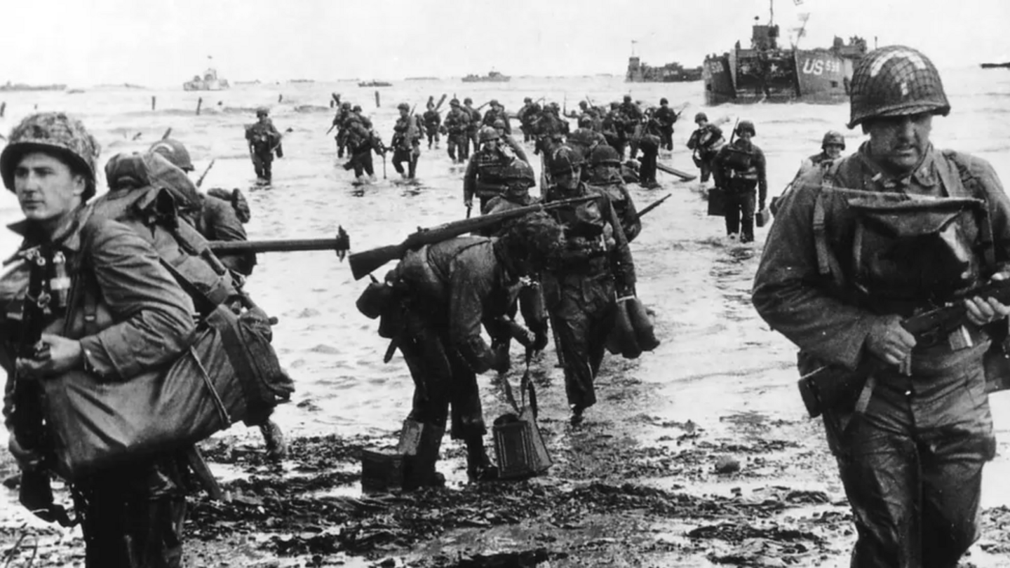 US reinforcements land on Omaha beach during the Normandy D-Day landings near Vierville-sur-Mer, France, on 6 June 1944