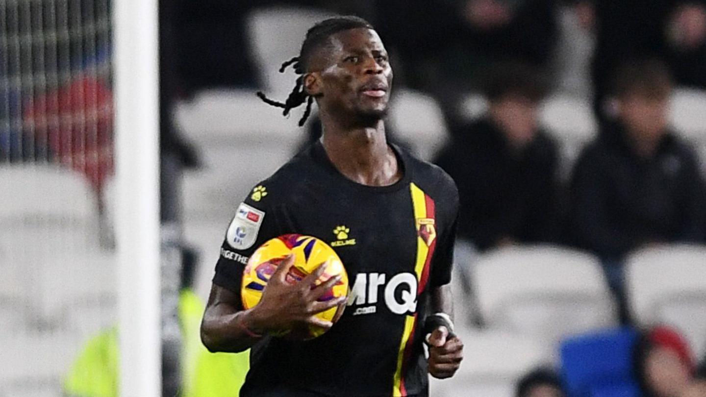 Vakoun Bayo celebrates his goal for Watford