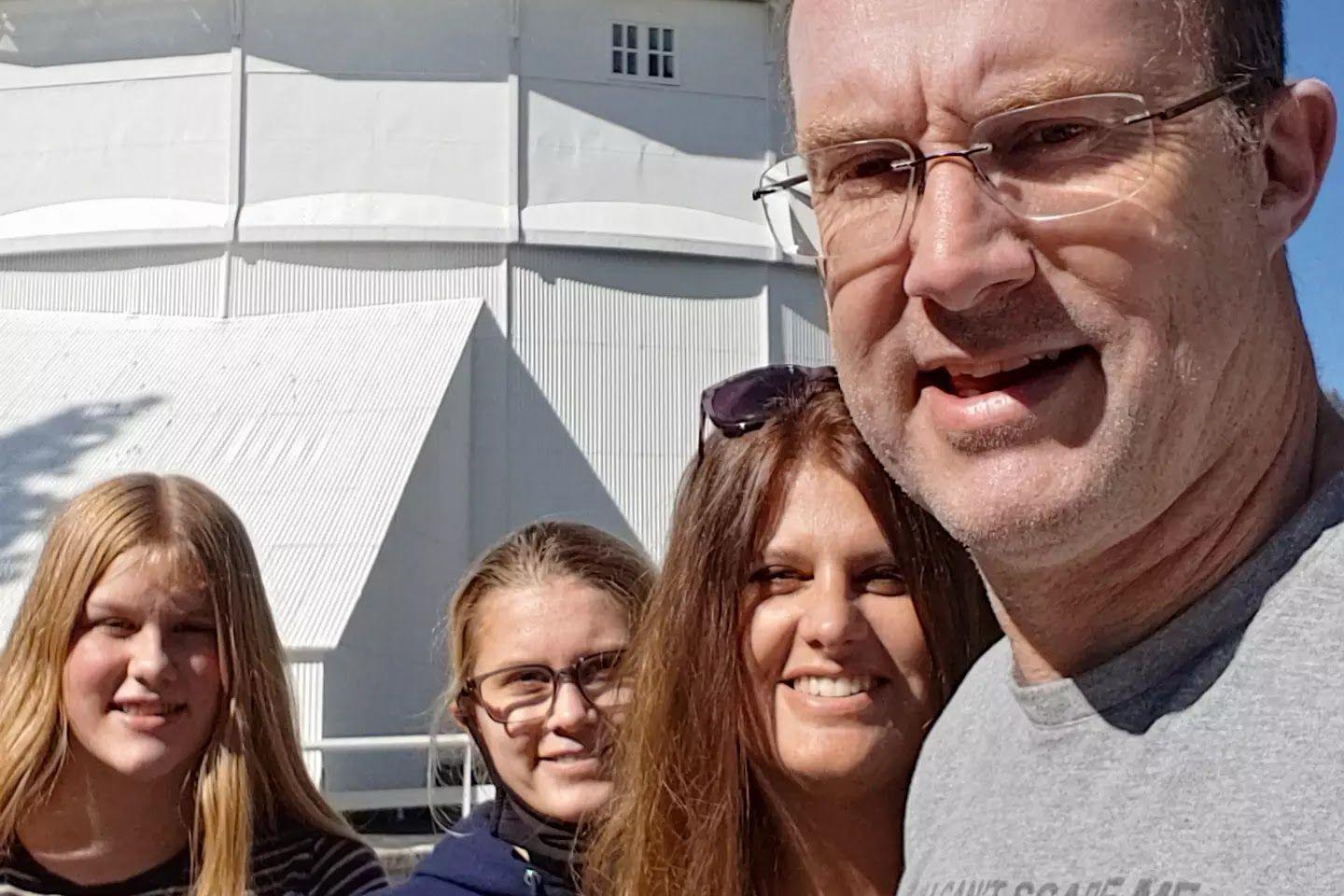 A picture of the family including Dr Skidmore, his wife Isabelle and his two daughters Tessa, 16 and Hannah, 18.