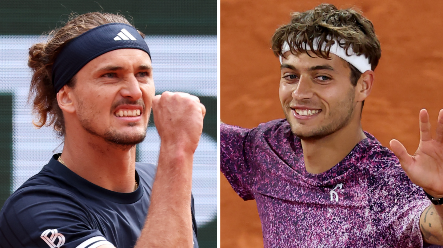 Alexander Zverev and Flavio Cobolli celebrate at the French Open