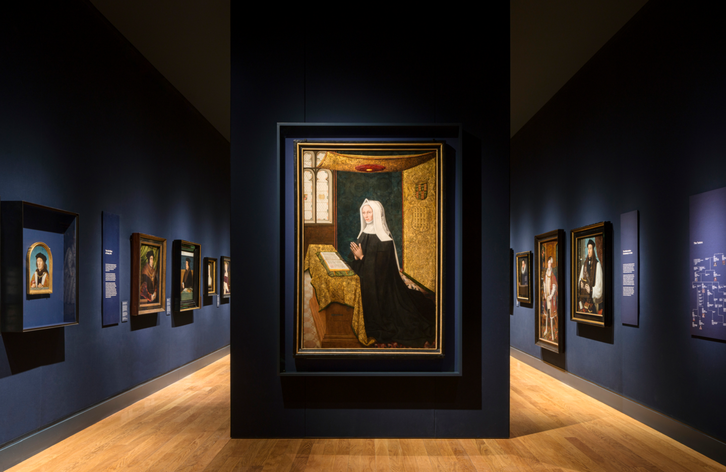 The Tudor Gallery, featuring Mady Margaret Beaufort by Meynnart Wewyck loaned by St John's College, Cambridge