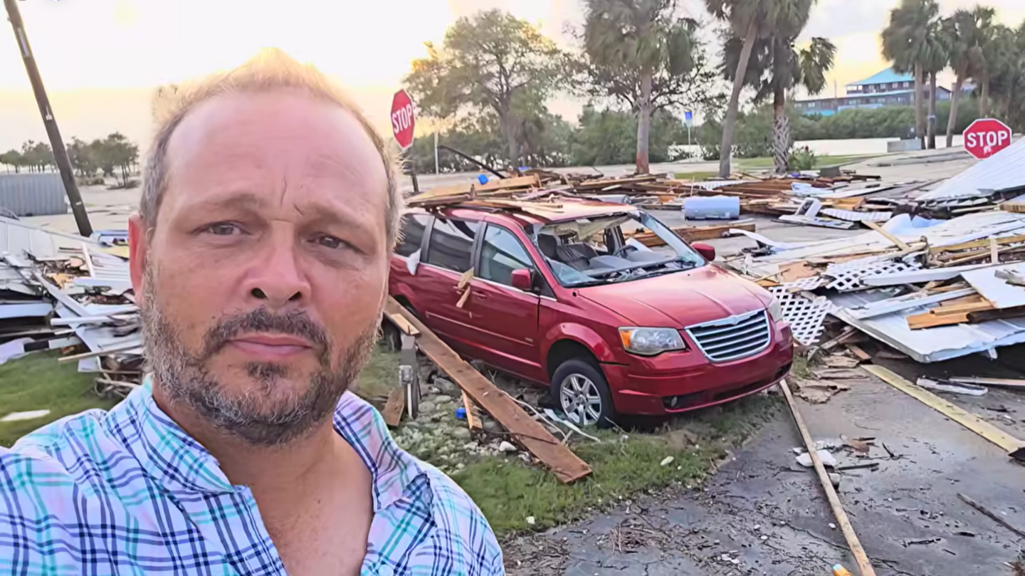 Michael Bobbit showing the destruction of Hurricane Helene on Cedar Key