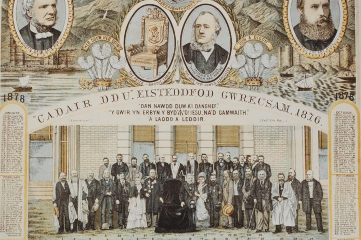Darlun artist o Eisteddfod Y Gadair Ddu 1876
