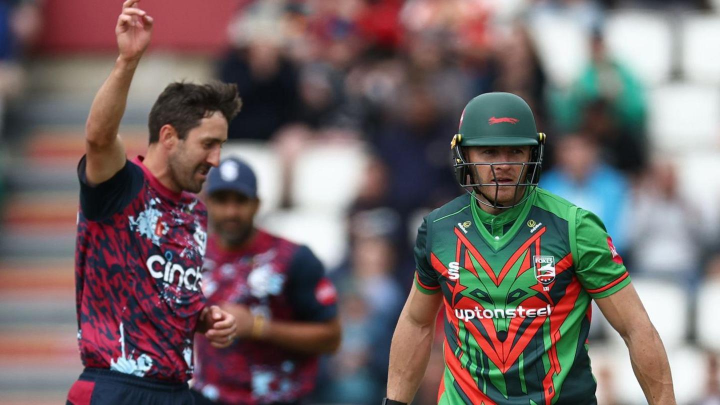 Ben Sanderson takes a wicket for Northants