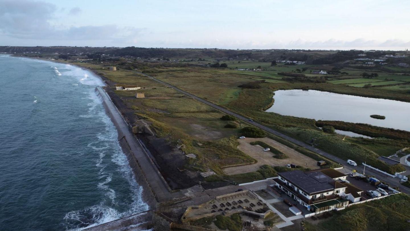 Five Mile Road Jersey St Ouen view of beach and sea
