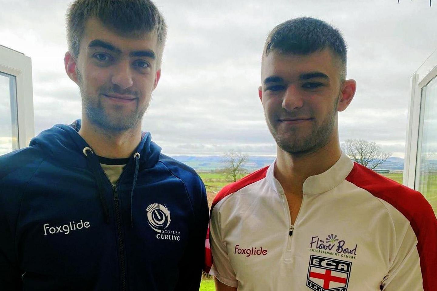 Brothers Kyle (left, in navy blue Scotland hoody) and Callum McLain (right, in white and red England top) now on rival sid