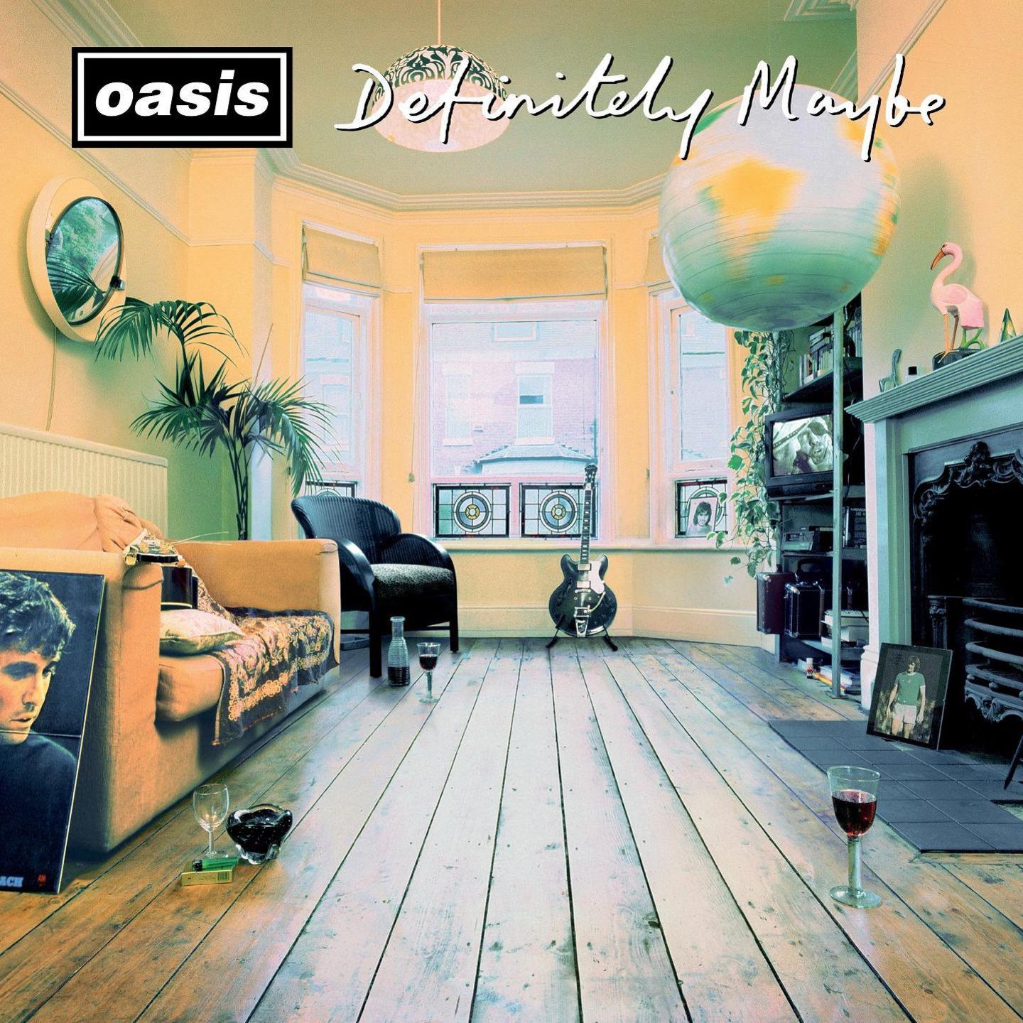 An adapted front cover of Oasis' debut album Definitely Maybe without the band.