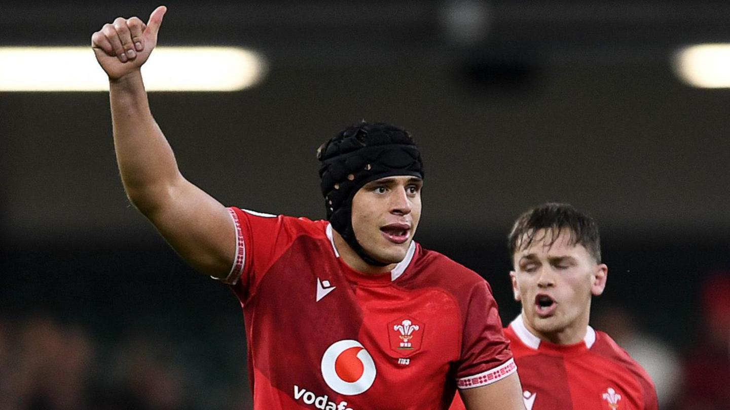 Wales lock Dafydd Jenkins before a line-out against Japan