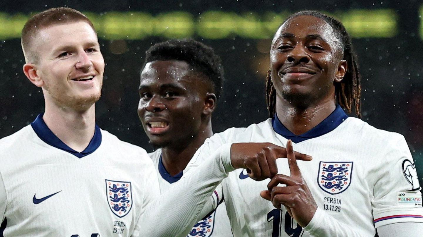 Eberechi Eze added the final flourish on England's win against Serbia with a spectacular goal in the last minute of the World Cup qualifier.