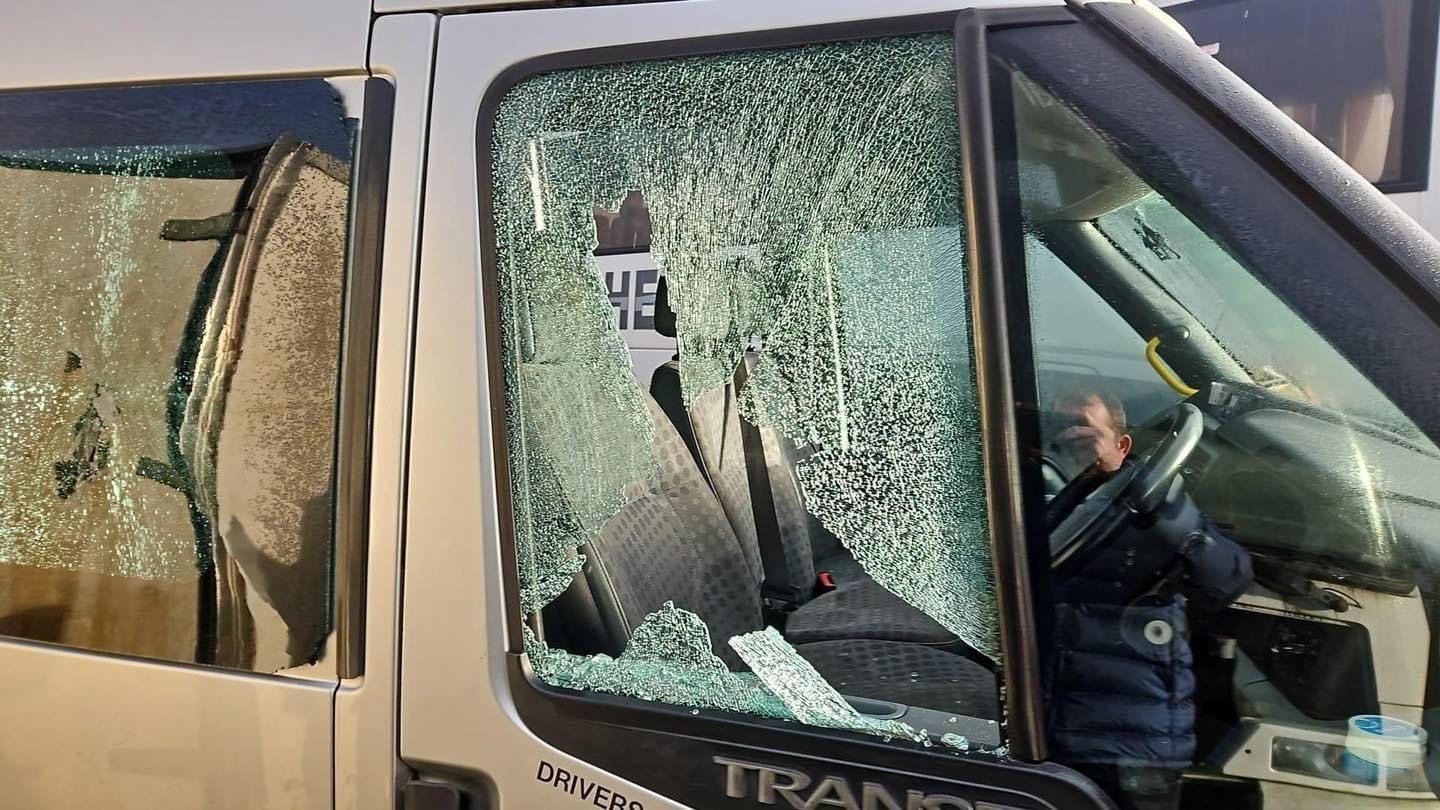 Damaged mini bus