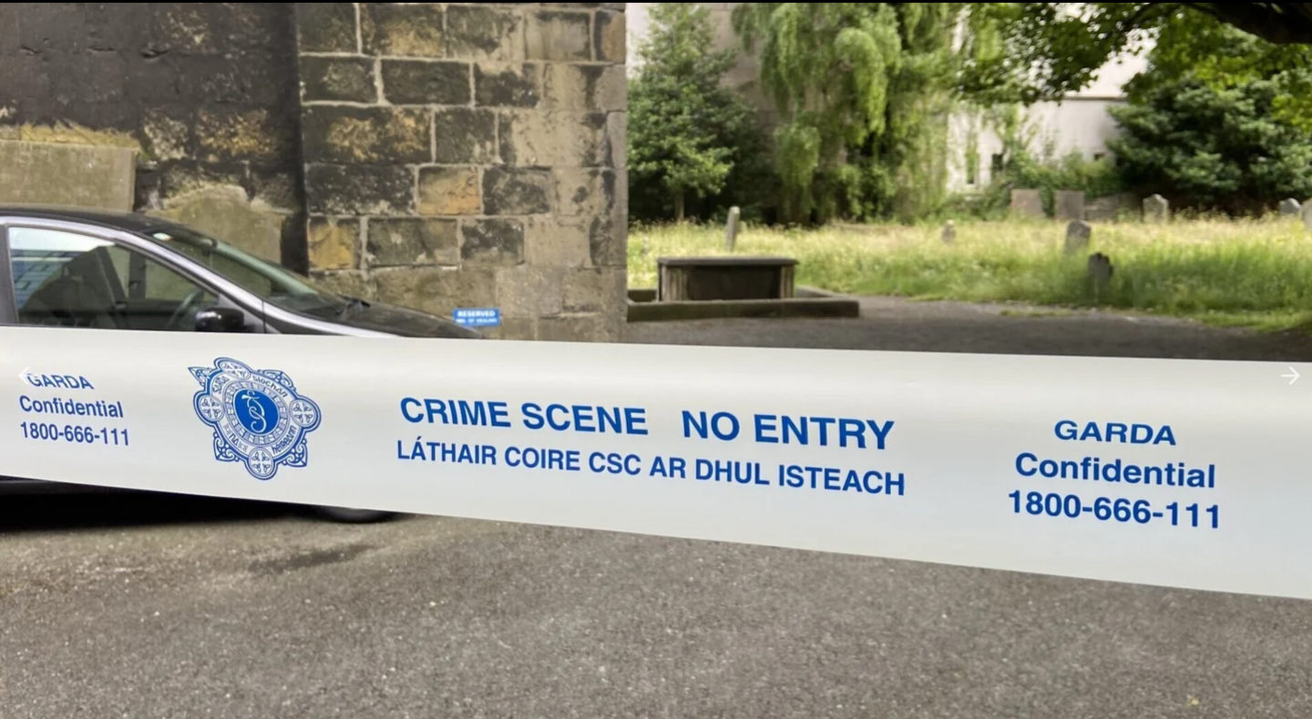 Police tape at scene at St Michan's church in Dublin