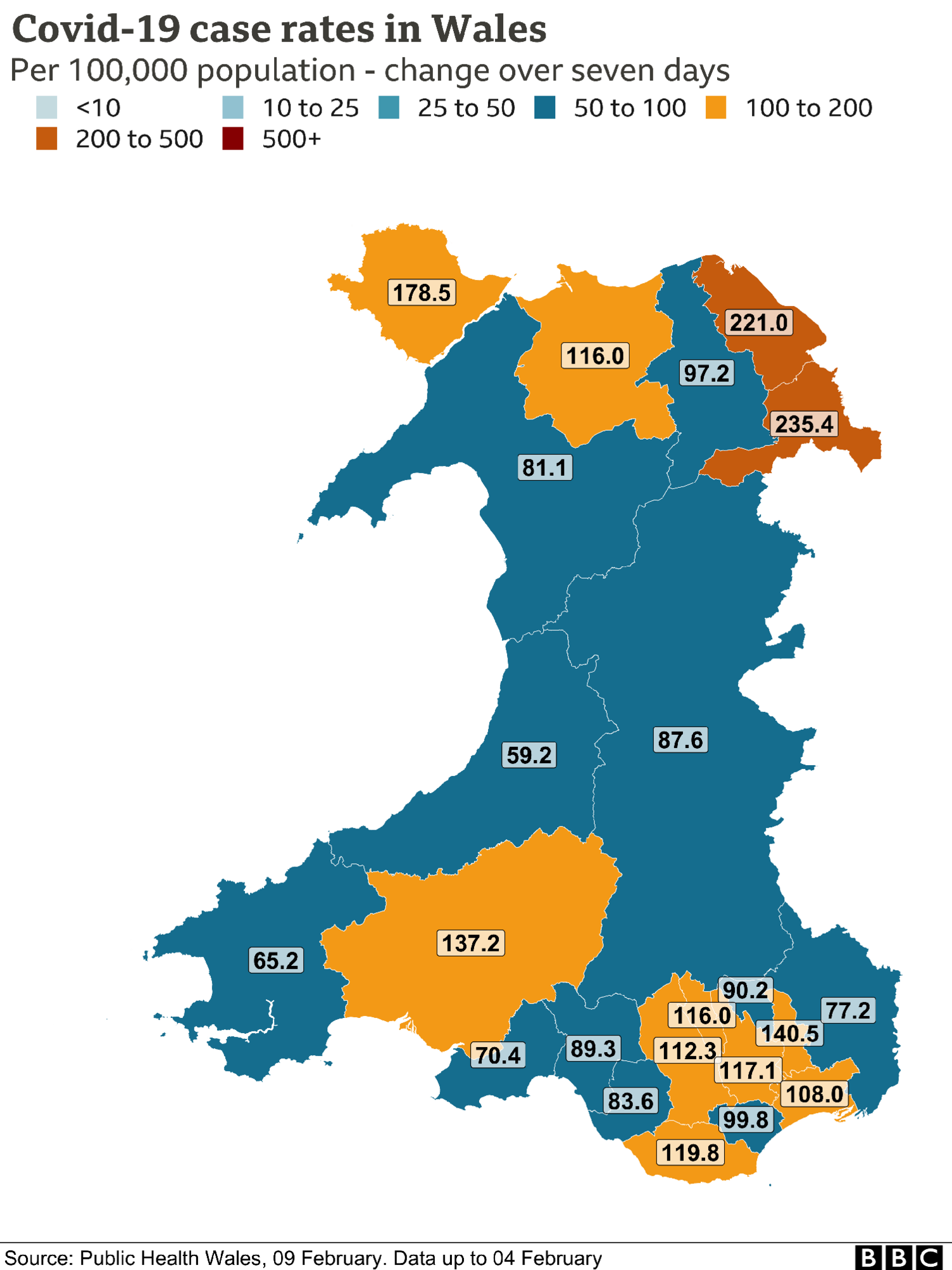 Map showing case rates