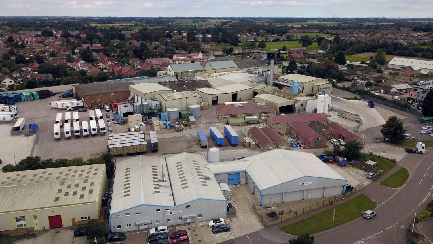 An aerial shot of the Banham Poultry factory