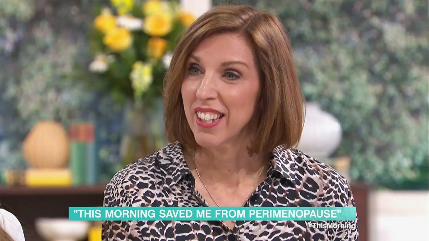 Dr Louise Newson appearing on ITV's This Morning, wearing an animal-print blouse