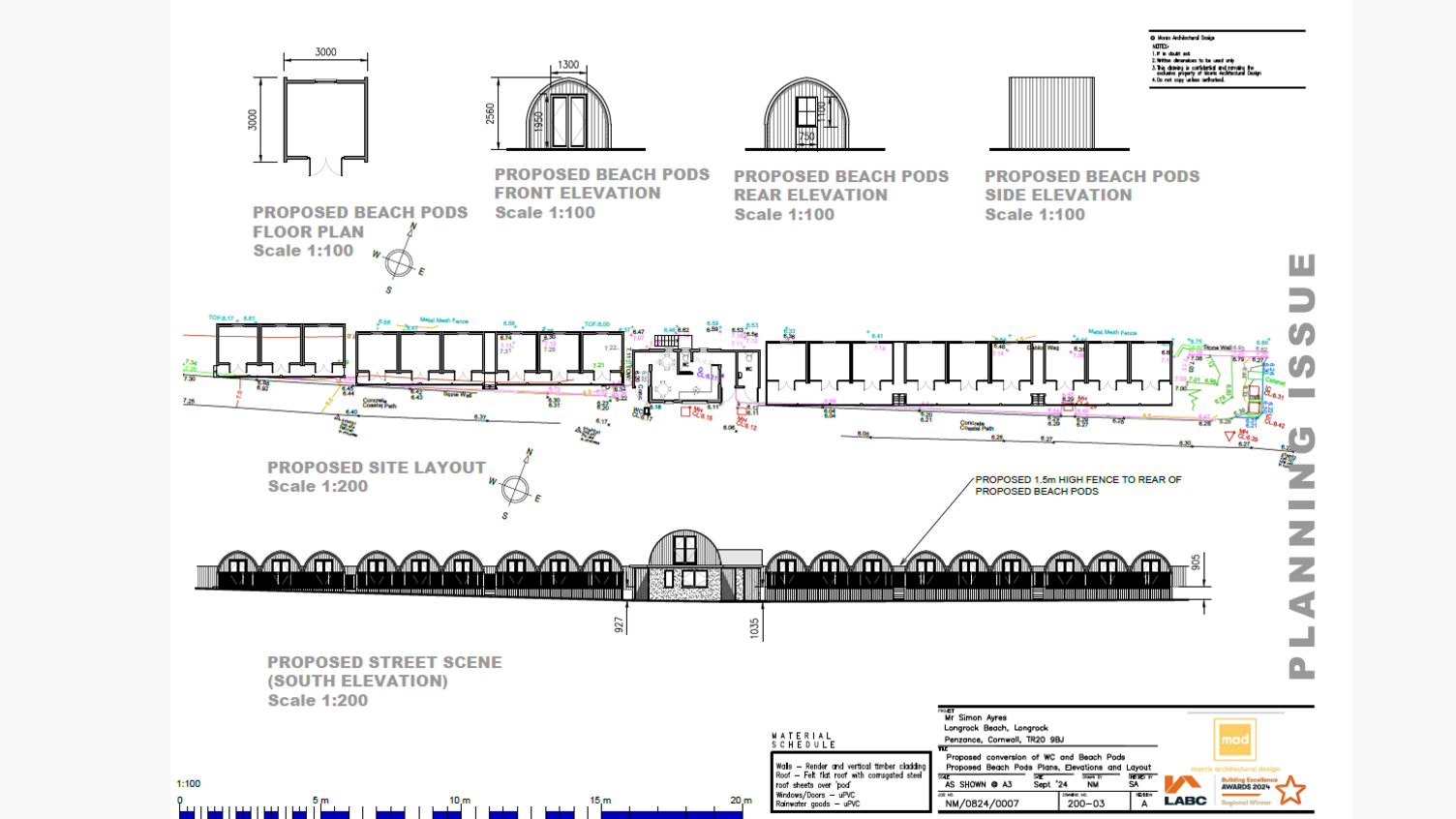 Architectural drawings of the pods