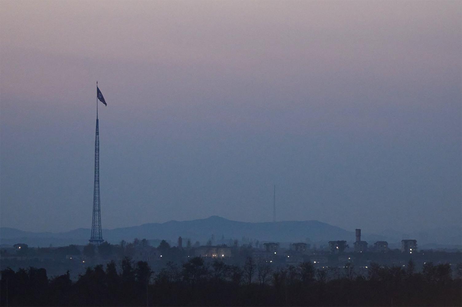 View of the North Korean village at night