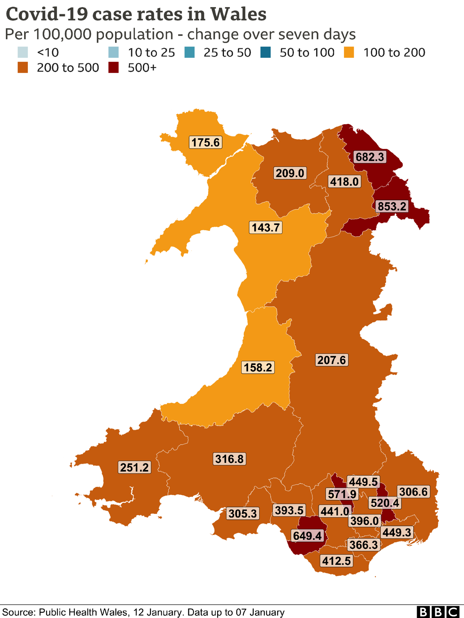 Case rate map by local authority