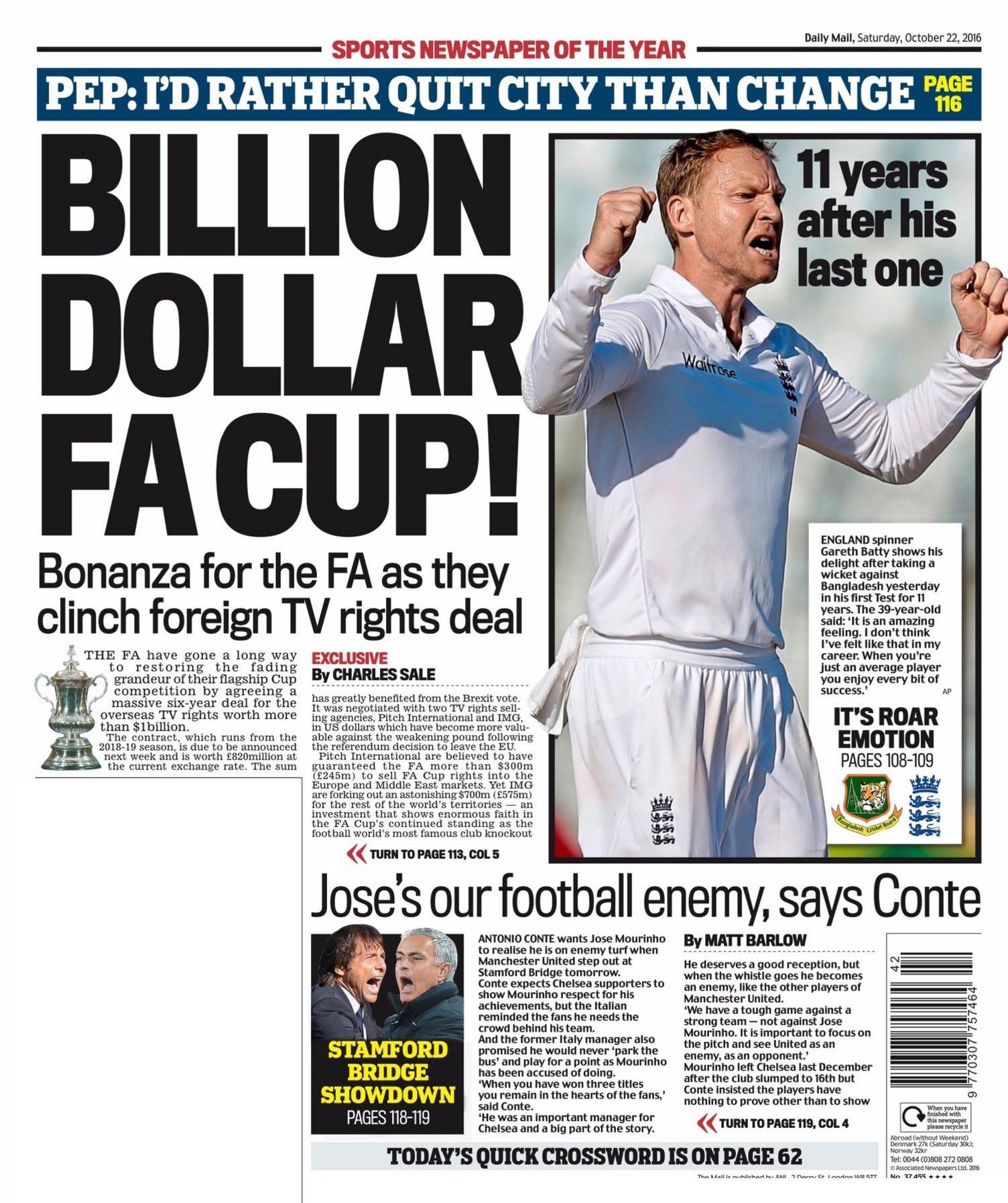 The back page of the Daily Mail