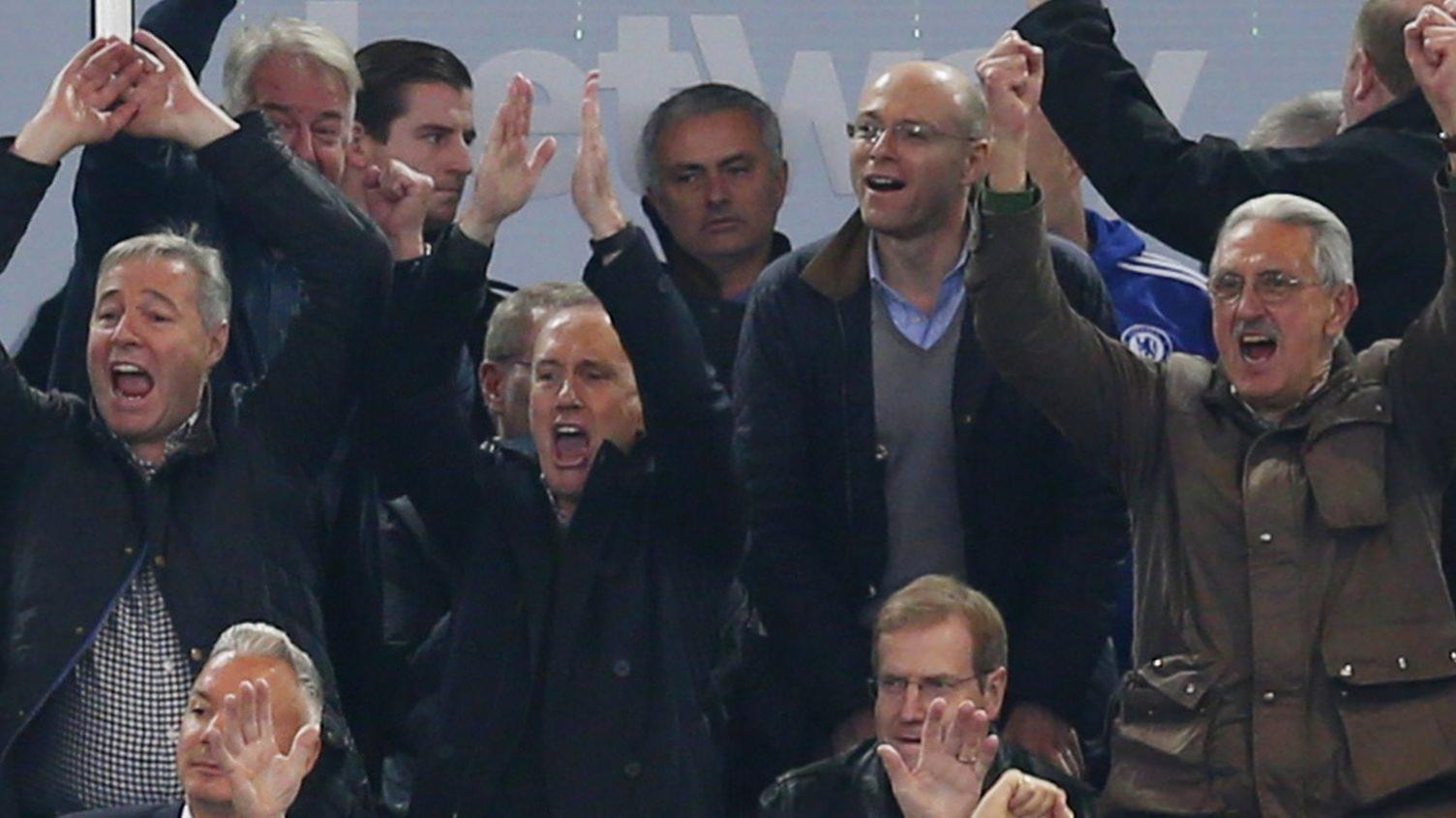 Jose Mourinho watches from the directors' box