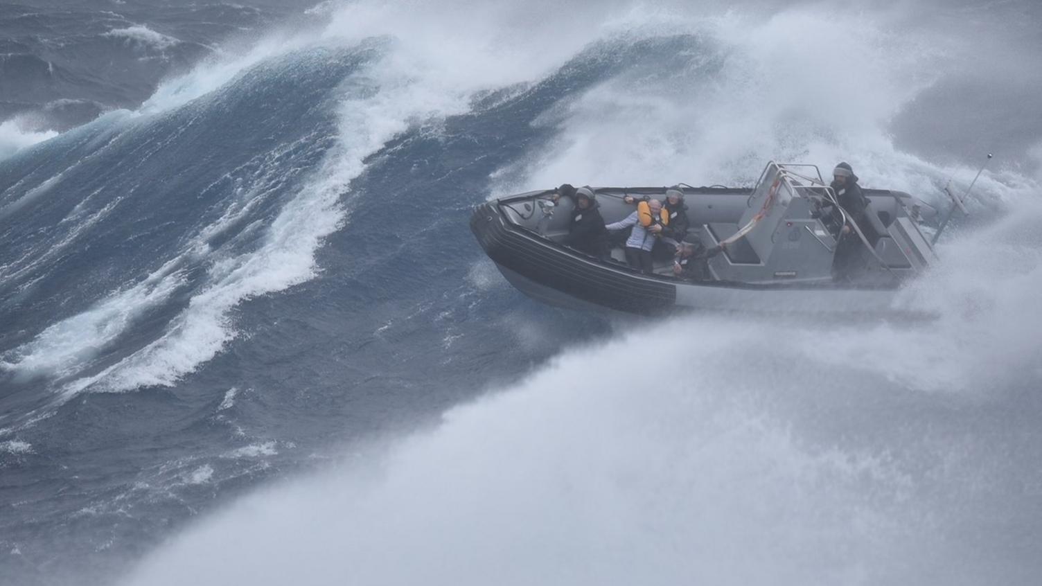 Frigate HMNZS Te Mana has rescued a sailor from a catamaran in distress during Cyclone Gabrielle.