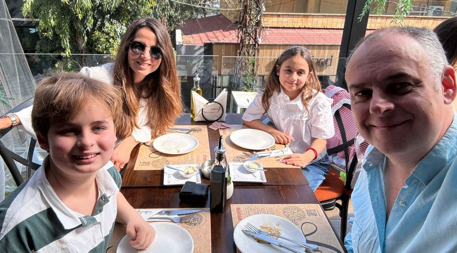 The family having lunch in Monte Verde earlier this year