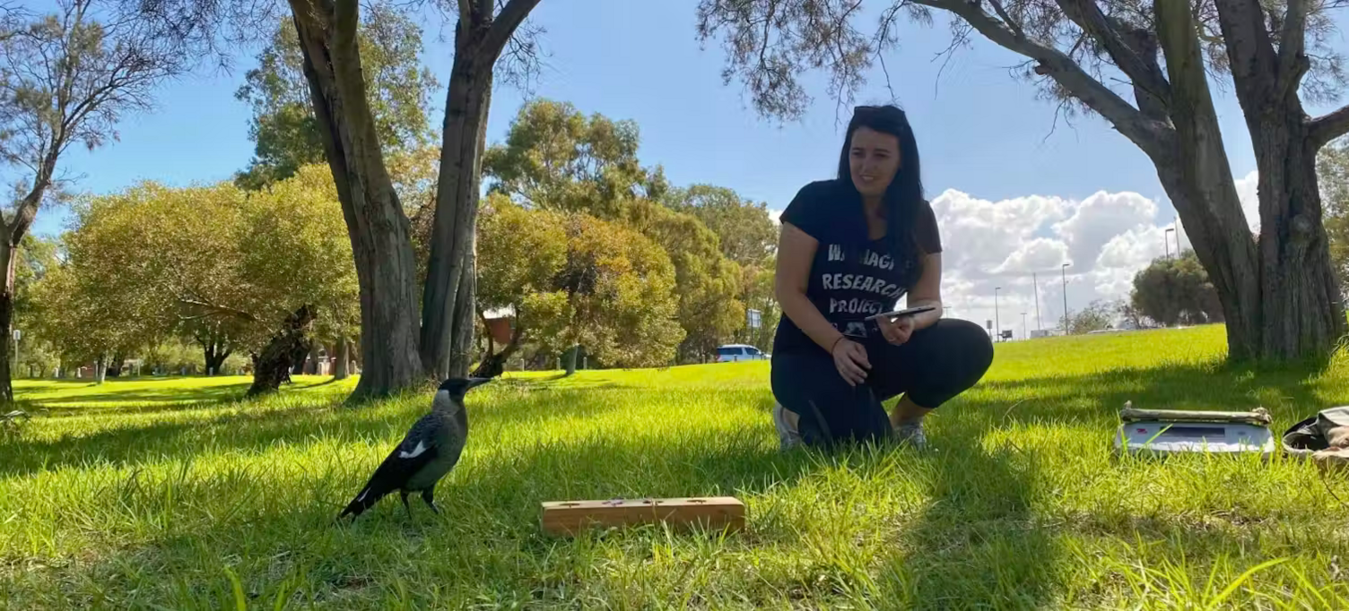 Woman with magpie