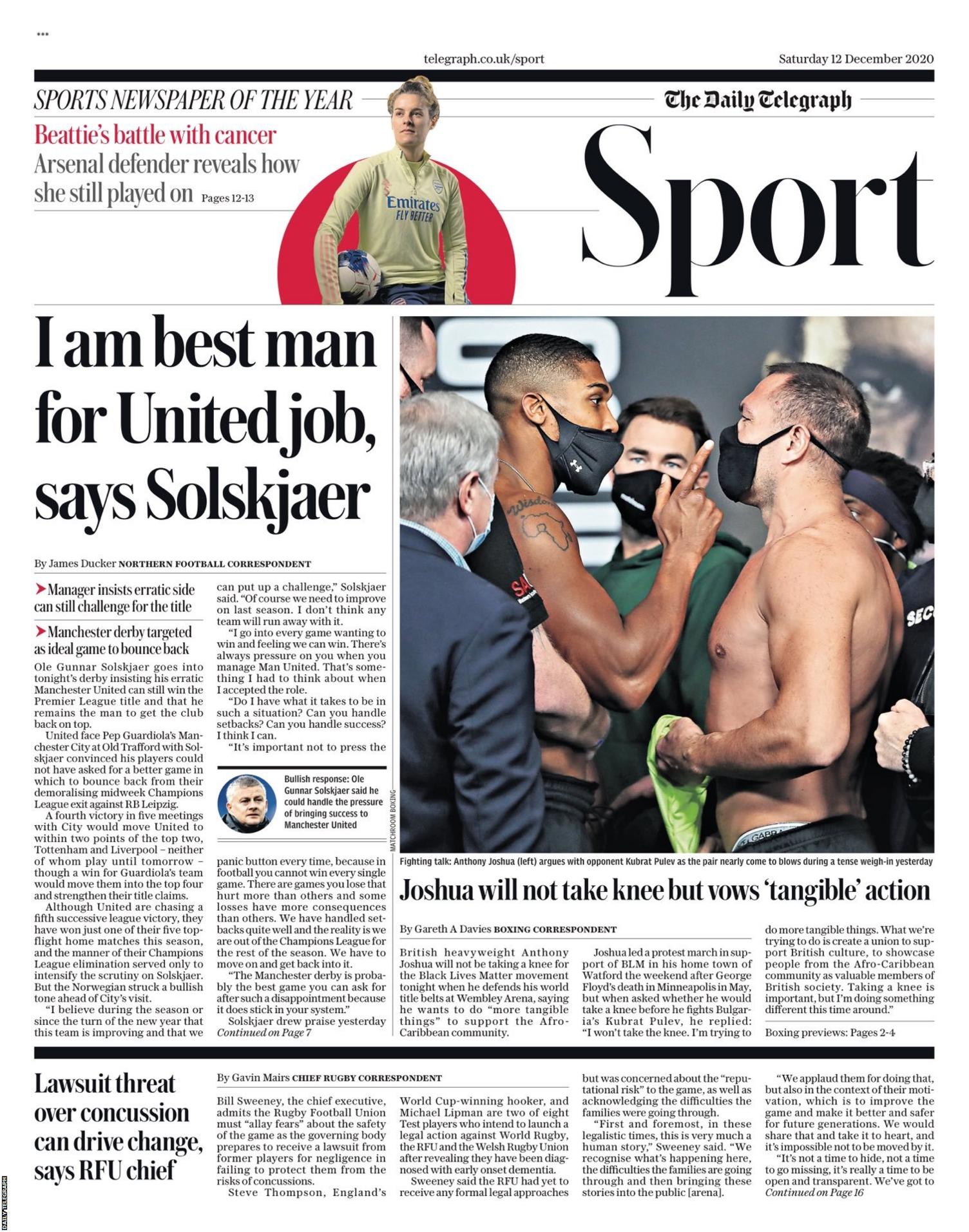 Saturday's Daily Telegraph