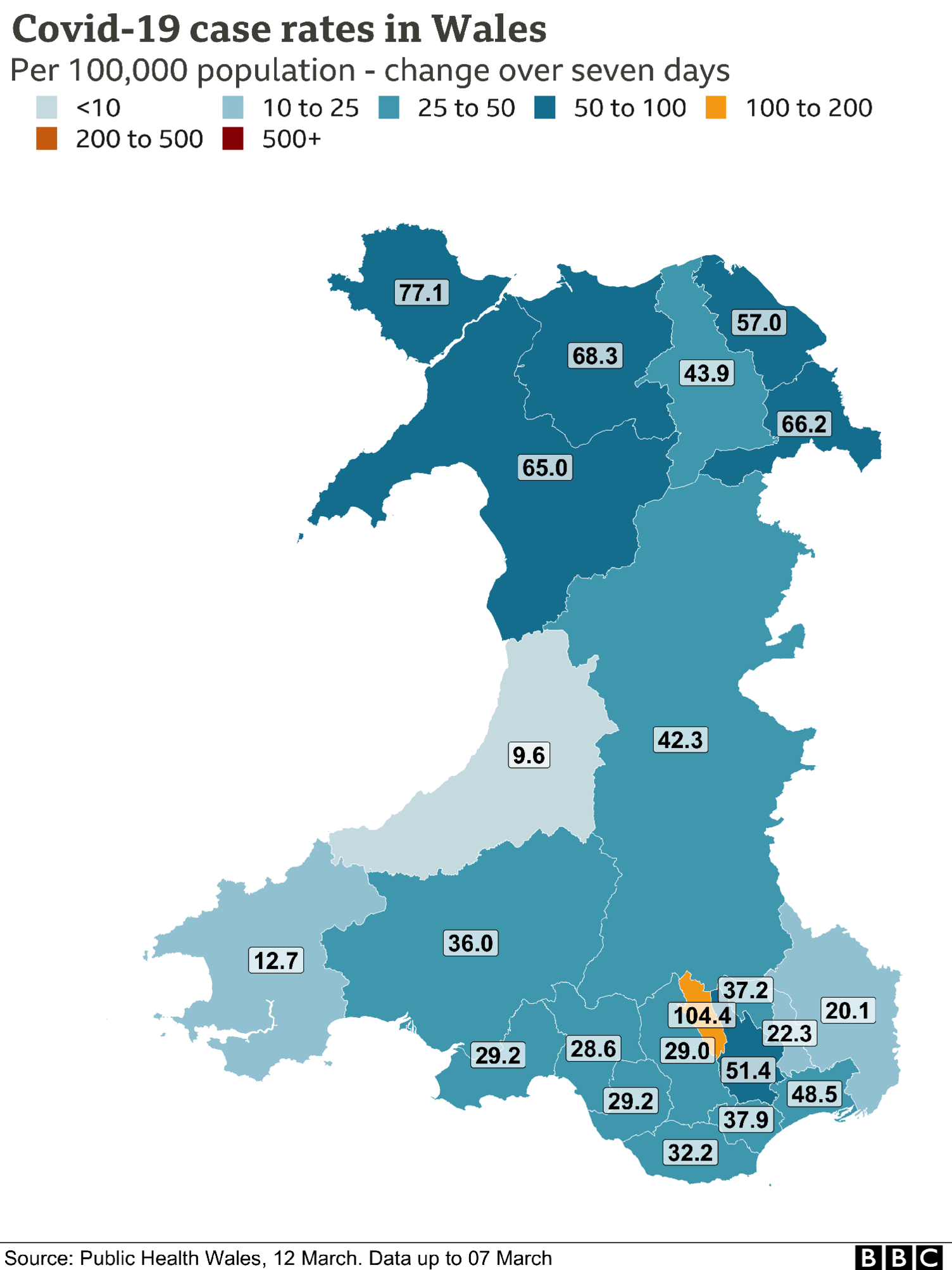 12 March case rates map