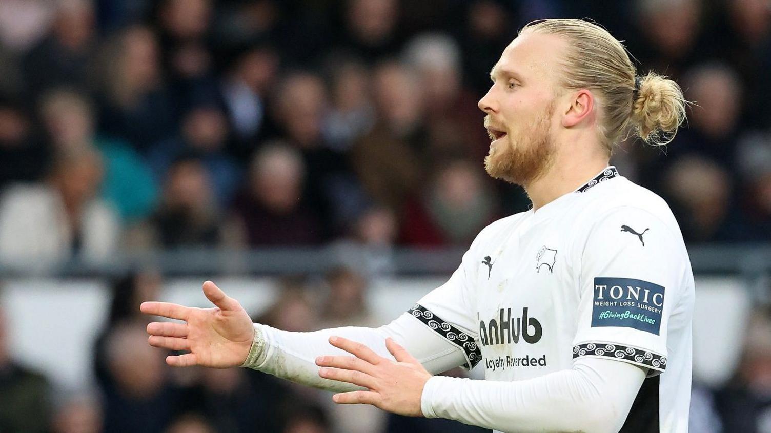 Lars-Jorgen Salvesen in action for Derby County