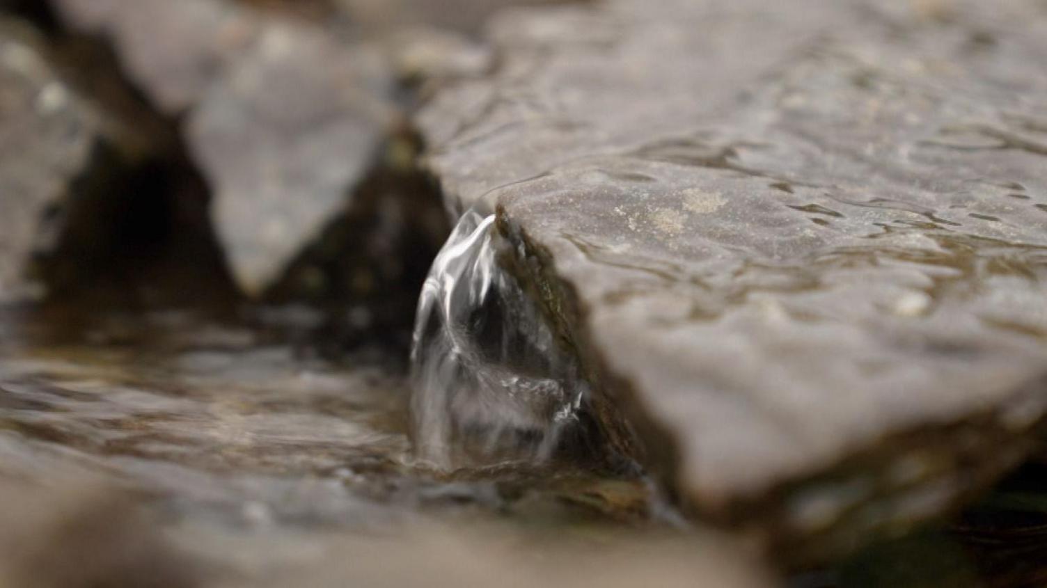 Water streaming in river