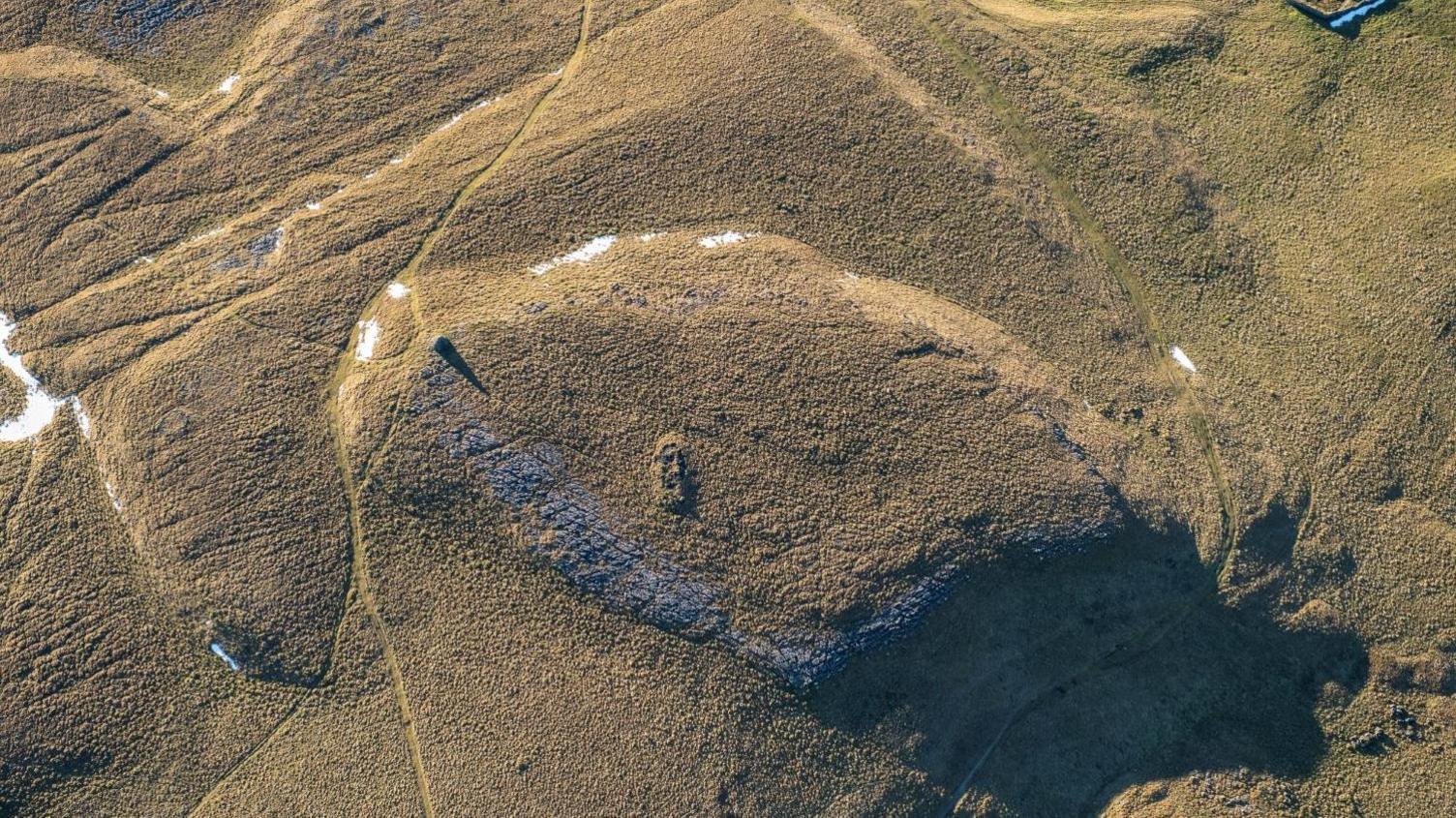 Aerial photograph of the grassy Yorkshire Dales site