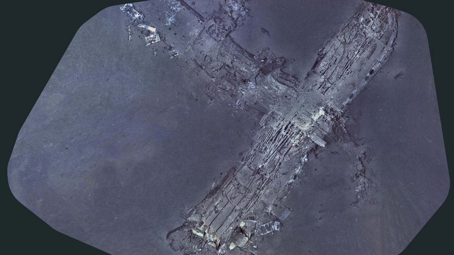 A black and white undated composite image shows the Clipper Endeavor wreck