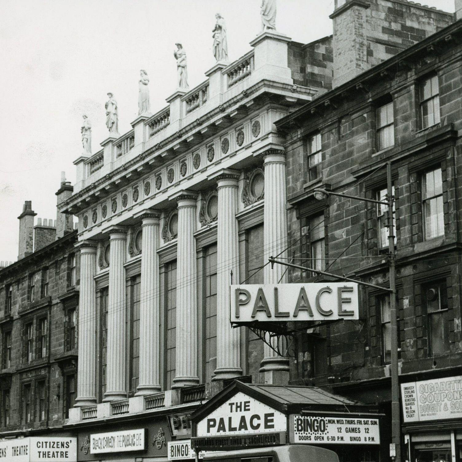 Palace Bingo Hall - August 1968. Gorbals Street Glasgow with Citizens Theatre next door. (Photo by Mirrorpix via Getty Images)