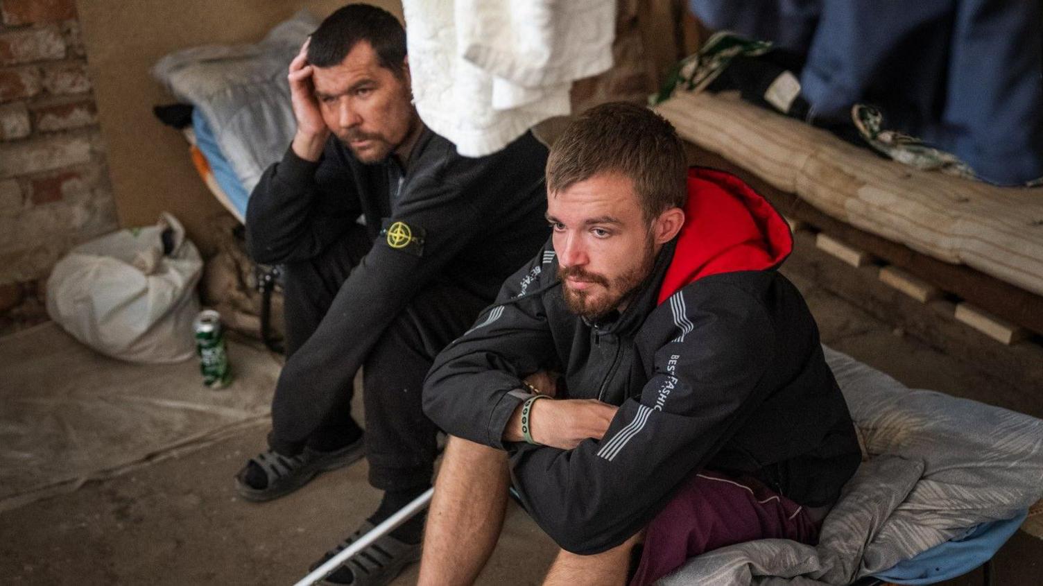Convict soldiers recover in a barracks in southern Ukraine after a spell on the front line
