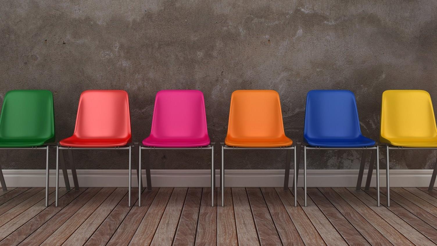 Row of colourful chairs