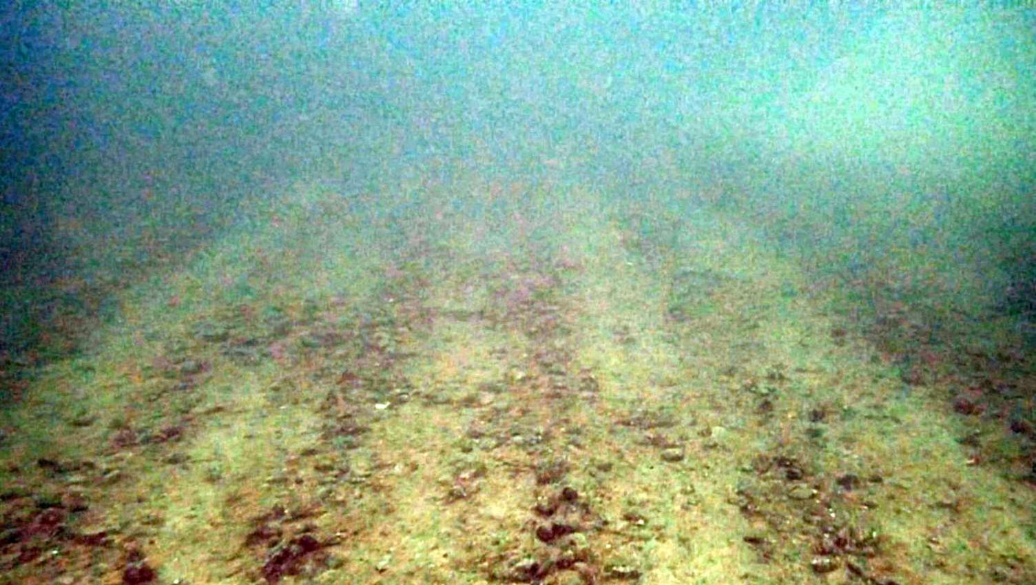 An image of the seabed shows parallel lines heading into the distance.