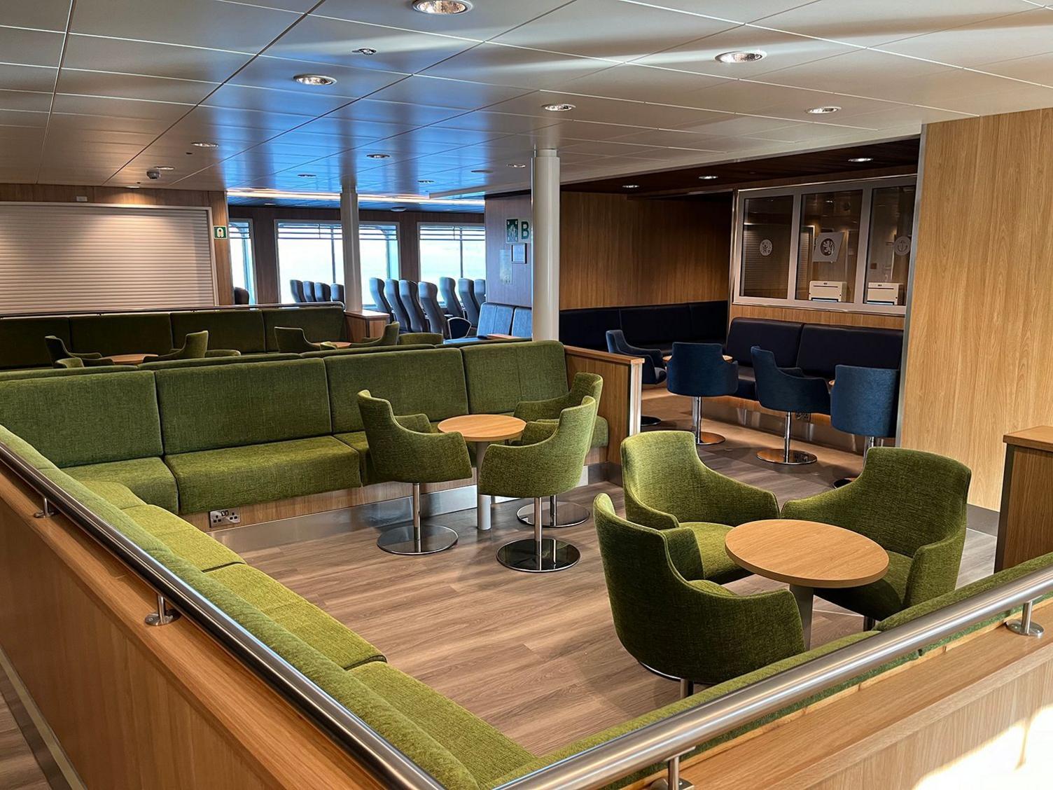 A seated lounge area on the boat